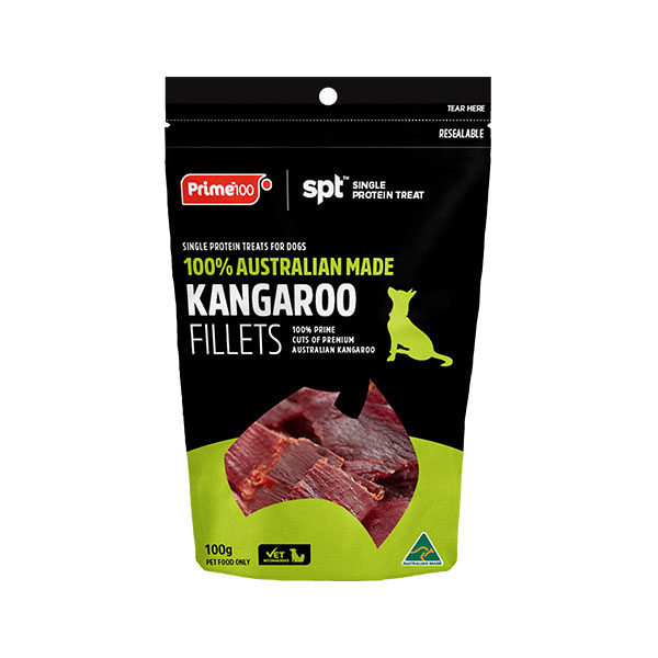 Prime100 SPT Single Protein Dog Treats Kangaroo Fillets 100g 1